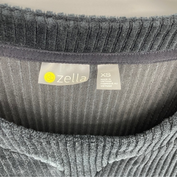 Zella Womens All Day Black Ribbed Sweatshirt Pockets Oversized - Picture 5 of 5